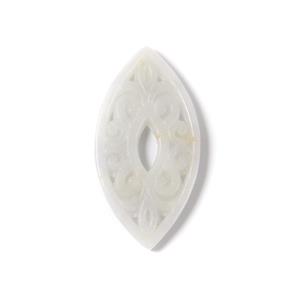 Type A 25cts White Jadeite Carved Hollow Marquise Slab Approx. 22x35mm, 1pc