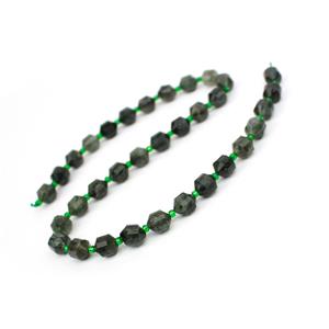 130cts Green Phantom Quartz Faceted Satellite Beads Approx 8x10mm, 38cm Strand
