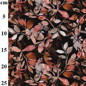 Foliage on Black Organic Printed Jerseys Fabric 0.5m