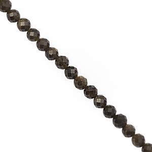 28cts Golden Obsidian Faceted Round Approx 4mm, 30cm Strand