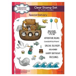 Creative Expressions Jane's Doodles Special Delivery 6 in x 8 in Clear Stamp Set - 21 Stamps