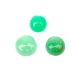 9cts Chrysoprase Round Cabochons Aprrox 8 to 10mm, (Set Of 3)