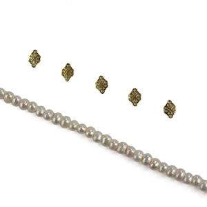 Multi-Strand Connectors - Gold 925 Sterling Silver 8x12mm Four Hearts Filigree Connector, 5pcs with White Freshwater Cultured Potato Pearls 