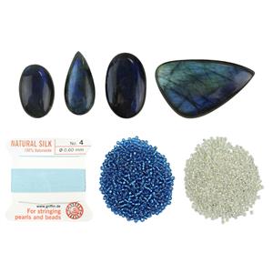 Blue Labradorite Cabochon & Seed Bead Project With Downloadable Instructions By Rachel Smith