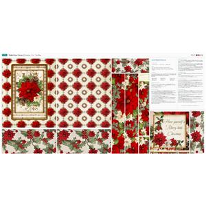 Debbi Moore Red Poinsettia Tote Bag Fabric Panel (140cm x 95cm)