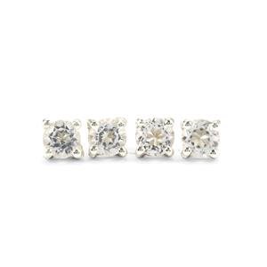 925 Sterling Silver White Topaz Claw Set Finding, Approx 3mm, 4pcs