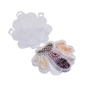 Shell Storage Box Approx 13x11x2cm With 5 x 38cm Shell Pearl Rounds & 50pcs Base Metal Headpins