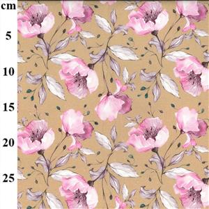 Linen-Viscose Digital Prints Sand Floral Fabric 0.5m