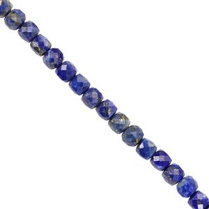 57cts Lapis Lazuli Faceted Cube Approx 4mm, 38cm Strand