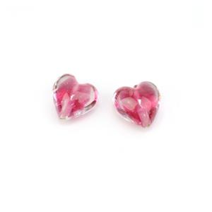 Preciosa Raspberry Lampwork Heart Beads Approx. 17x17mm (2pk)