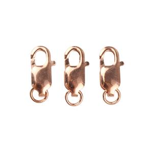 925 Rose Gold Plated Sterling Silver Lobster Claw Clasps Approx 16mm (3pcs)