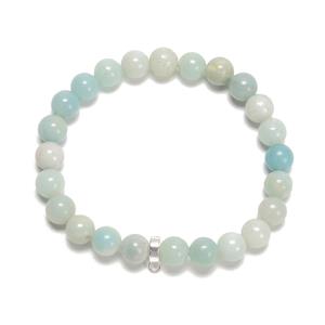 85cts Chinese Amazonite  Plain Rounds Approx. 8mm Bracelet With Silver Charm