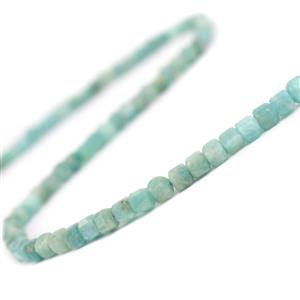 35cts Amazonite Faceted Cubes Approx 4mm,38cm strand