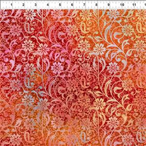 Jason Yenter Garden Of Dreams II Collection Flower Vine Red Fabric 0.5m