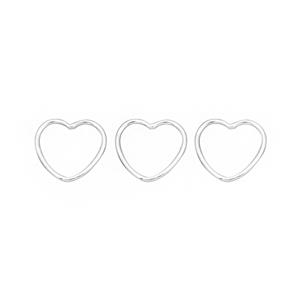 Sterling Silver Heart Shaped Jump Rings Approx OD 15mm 3pcs