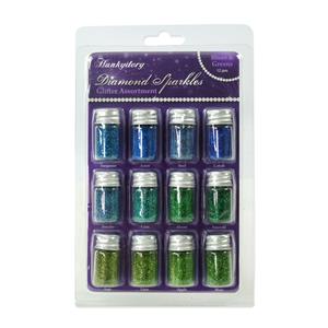 Diamond Sparkles Glitter - Blues & Greens, Inc; 12 jars of Ultra Fine Glitter