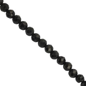 22cts Black Spinel Faceted Round Approx 3mm, 31cm Strand