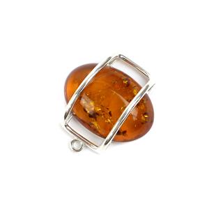 Baltic Cognac Amber Sterling Silver Floating Pendant Approx 23x22mm