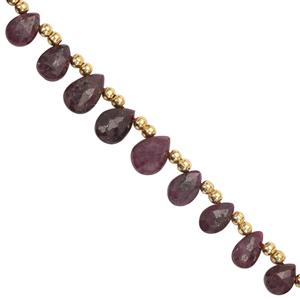 Black Tag Deal! 40cts Ruby Graduated Pear Faceted Approx 6x4 to 11x7mm, 19cm Strand with Spacer 