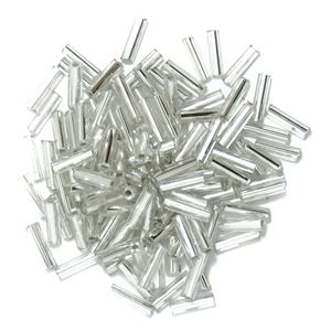 Bugle Beads 6mm Silver Pack of 8g