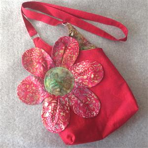 Sew With Beth Red Large Flower Bag Kit: Instructions & Fabric