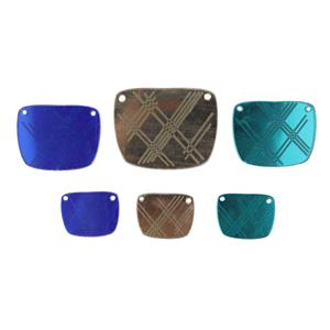 Acrylic Etched Stripes Necklace: 2x Mirror Blue, 2x Mirror Bronze,2x Mirror Teal (6pcs)