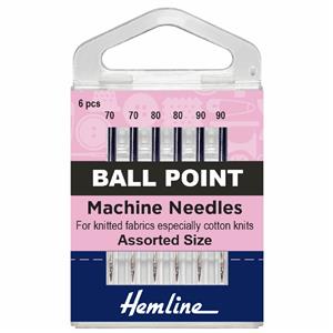 Hemline Sewing Machine Ballpoint Needles Pack of 6