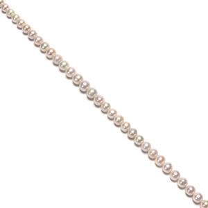  White Freshwater Nucleated Cultured Near Round Pearls, Approx 10-13mm, 38cm Strand