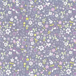  Water-Repellent PU Prints Purple Floral Fabric Bundle (3m)