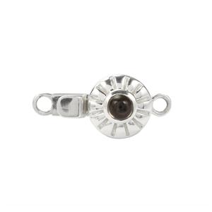 925 Sterling Silver Scarecrow Button Clasp (16x8mm) with Smokey Quartz, 10mm