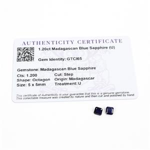 1.2cts Madagascan Blue Sapphire 5x5mm Step Pack of 2 (U)