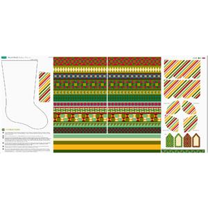 Stuart Hillard Christmas Patchwork Stocking Fabric Panel (140cm x 85cm)