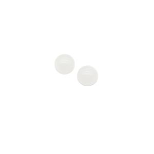 13cts White Nephrite Half Drilled Plain Rounds Approx 9mm, 2pcs