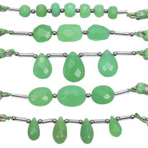 45cts Chrysoprase Faceted Mix Shapes Pack 5cm With Strands 