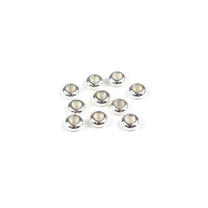 925 Sterling Silver Rondelle Slider Beads, Approx 6x3mm, 10pcs