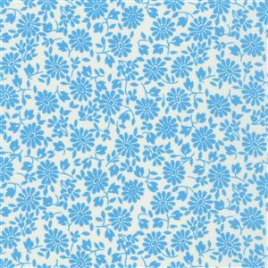 Daisy's Bluework Collection Floral Cornflower Fabric 0.5m