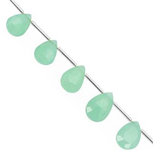 62cts Chrysoprase Top Side Drill Graduated Faceted Pear Approx 11x8 to 16x11mm, 20cm Strand with Spacers