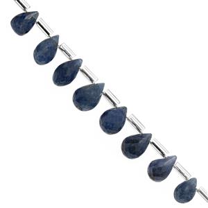 28cts Natural Blue Sapphire Faceted Drop Approx 5x3 to 9x5mm, 13cm Strand With Spacer