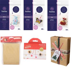 Threaders Felt Animal Keyring Kits & Complete Christmas Gift-Wrapping Bundle 