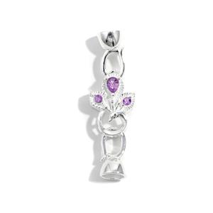 925 Sterling Silver Peacock Clasp with Amethyst 11X36mm
