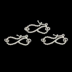 925 Sterling Silver Beaded S Clasp, Approx 26x13.5mm, 3pcs