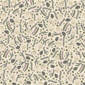 Lynette Anderson Botanicals Collection Hedgrow-Periwinkle Cream Fabric 0.5m