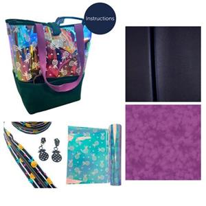 Studio 7t7 Navy & Purple Sonia Beach Bag Kit: Instructions, Fabric (2m), Pineapple Vinyl (30cm x 135cm) & Zipper Kit