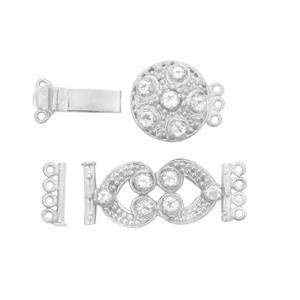925 Sterling Silver Multi Strand Clasps with White Topaz