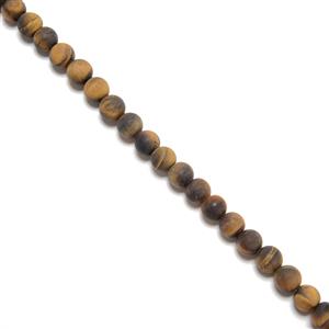 170cts Natural Frosted Yellow Tiger Eye Rounds, Approx 8mm, 38cm Strand