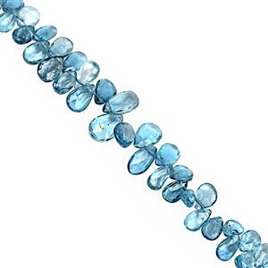 20cts London Blue Topaz Top Side Drill Faceted Pear Approx 4x2 to 6.5x4mm, 9cm Strand