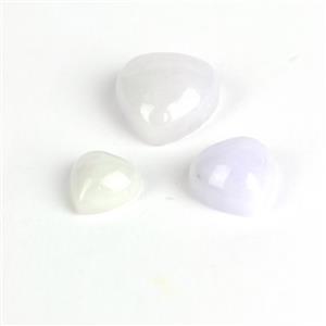 14cts Type A Lavender Jadeite Heart Shape Cabochon Approx 15mm,12mm & 10mm 3pcs