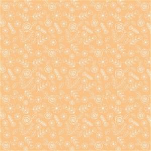 Poppie Cotton Hopscotch & Freckles Roses Orange Fabric 0.5m