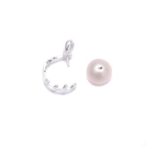 925 Sterling Silver Pinch Bail For Pendant With 9-10mm Freshwater Pearl