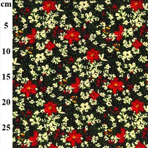Viscose Poplin Prints Black Floral Fabric 0.5m